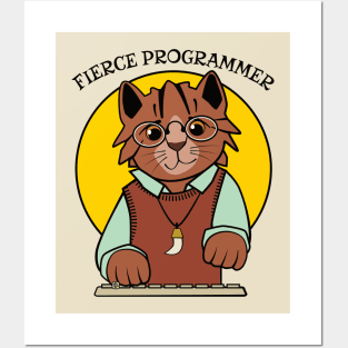 Fierce Programmer Cat Posters and Art